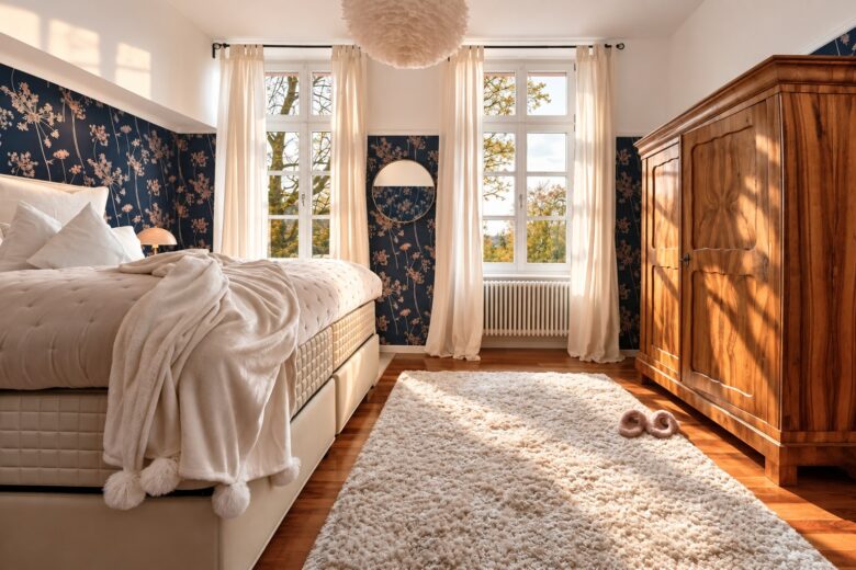 Private king bedroom with garden view in the Superior Two-Bedroom Residence Heidelberg