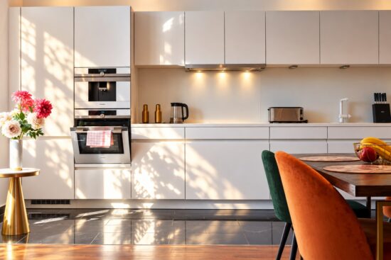 Private fully equipped kitchen and dining area in the Superior Two-Bedroom Residence Heidelberg