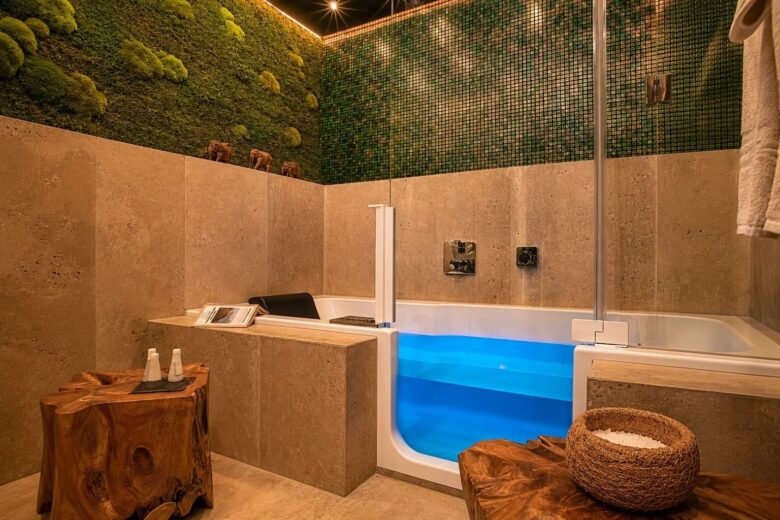 Designer bathroom with wellness bathtub in the Executive Serviced Apartment Heidelberg