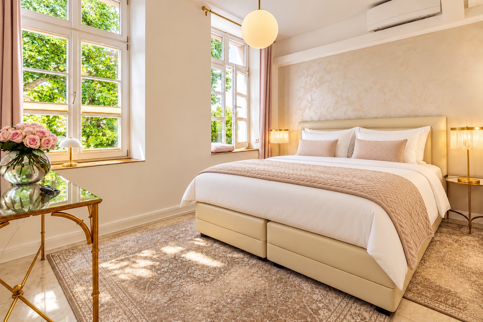 Elegant principal bedroom in the Signature Two-Bedroom Suite Heidelberg with professionally prepared king-size bed, soft natural light and refined residential design