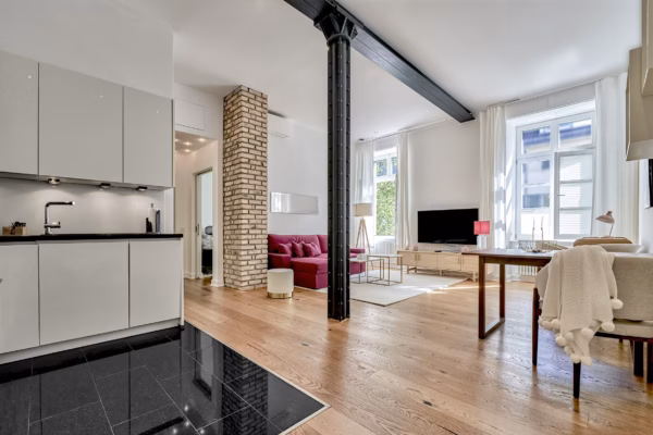 Classic Suite at Boutique Suites and Residences Heidelberg with modern kitchen and spacious living area – ideal for long-term stays