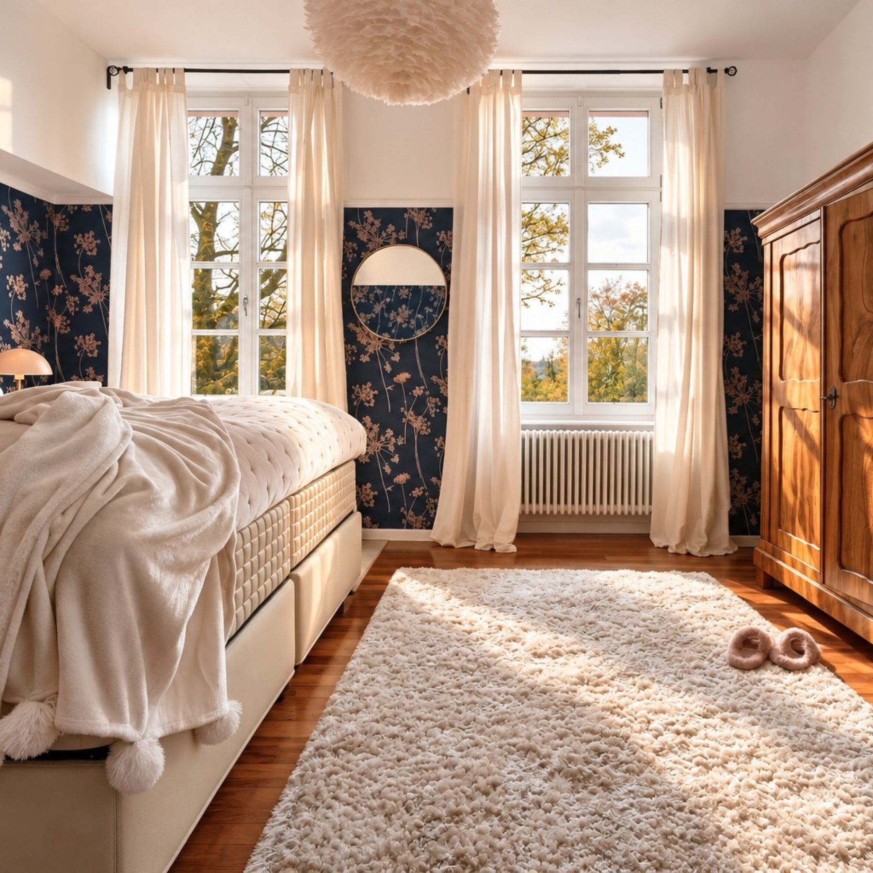 Private king bedroom with garden view in the Superior Two-Bedroom Residence Heidelberg